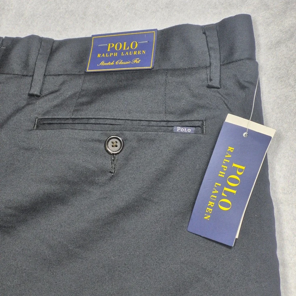 NWT Polo Ralph Lauren Shorts Mens 32 Black Stretch Classic Fit Chino